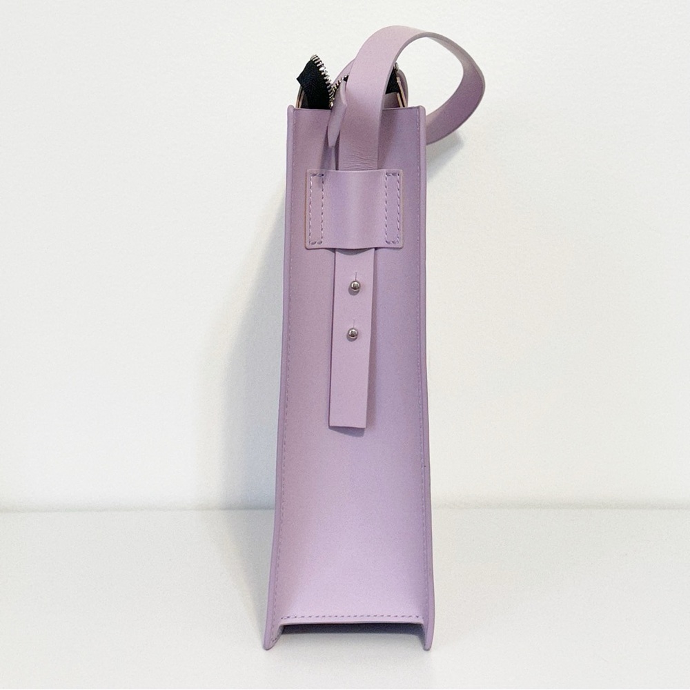 Labienhecha Lavender Leather Structured Minimalist Shoulder Bag Handbag Purse - Picture 3 of 10